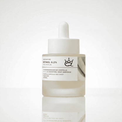 QueenSkin Retinol 0.2% serum bottle with dropper on white background, skincare product